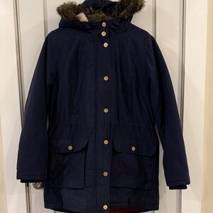 Tommy Hilfiger Navy Coat with Faux Fur Hood